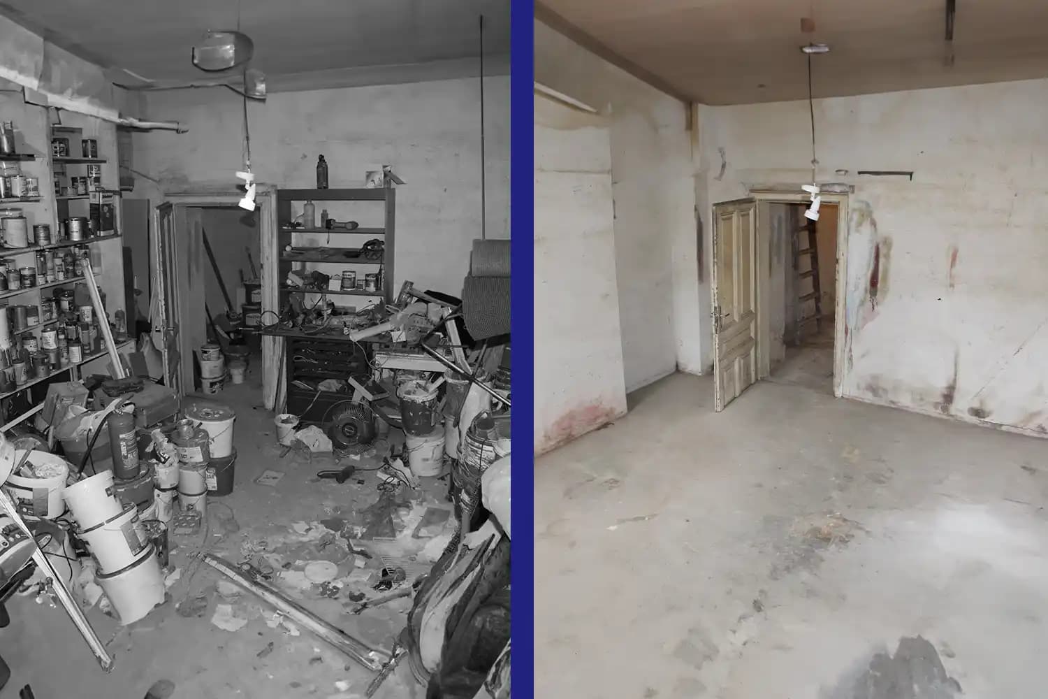 Vorher-Nachher Bild einer Entrümpelung – Tulln, Niederösterreich, 2023