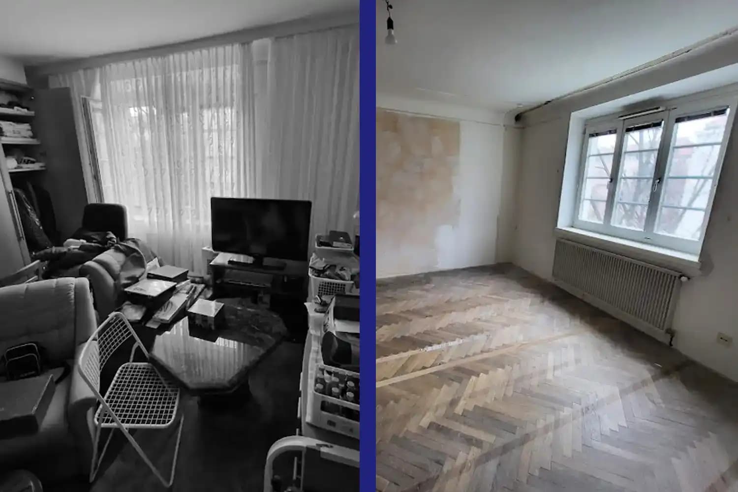 Vorher-Nachher Bild einer Entrümpelung – Rust am See, Burgenland, 2022